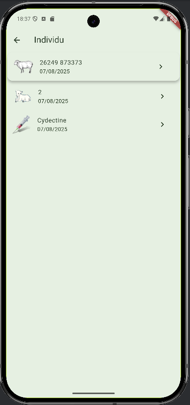 Ecran mobile d'accueil de Gismo